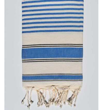 White cream, black and blue ziwane beach towel
