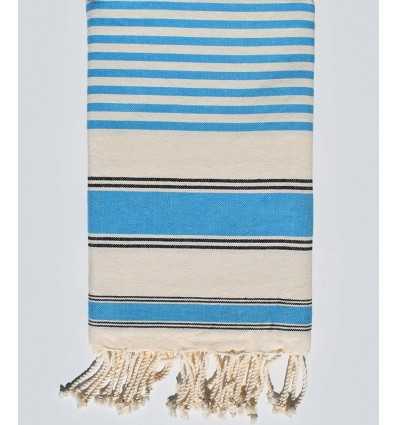White cream, black and cerulean blue ziwane beach towel
