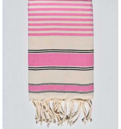 White cream, black and pink ziwane beach towel