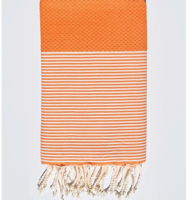 Tangerine orange honeycomb beach towel  - 1