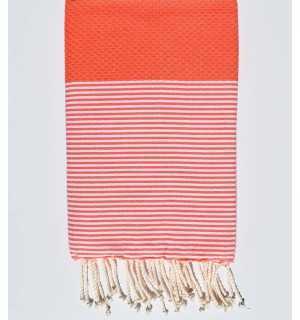 Coral honeycomb beach towel Fouta Tunisia - 1