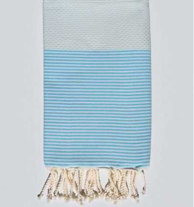 Honeycomb color azure mist striped light azure blue beach towel