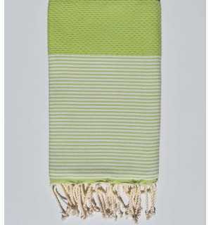 Pistachio green honeycomb beach towel Fouta Tunisia - 1