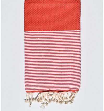 HONEYCOMB ochre red fouta with stripes