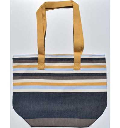 Beach bag 5 colors, coffee, midnight blue, light ecru and mustard with yellow strap