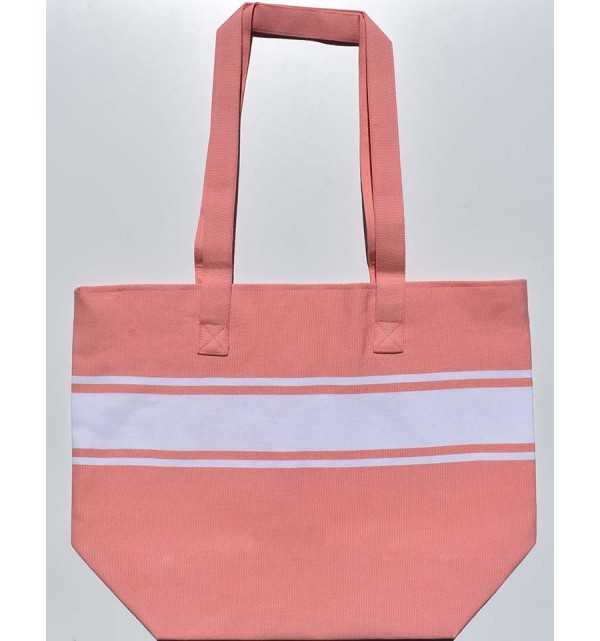 Vivid tangerine color Beach Bag Fouta Tunisia - 1