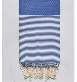 Royal blue honeycomb beach towel Fouta Tunisia - 1