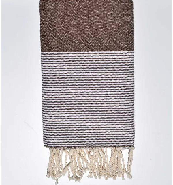 Hazelnut honeycomb beach towel Fouta Tunisia - 1