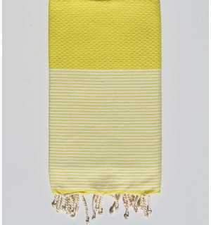 Chrome yellow honeycomb beach towel Fouta Tunisia - 1