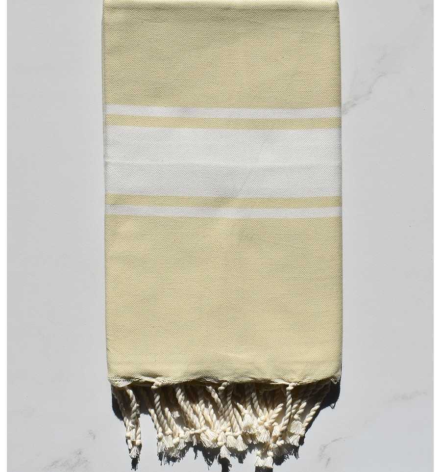 Light Pale Yellow Flat Beach Towel Fouta Tunisia - 1