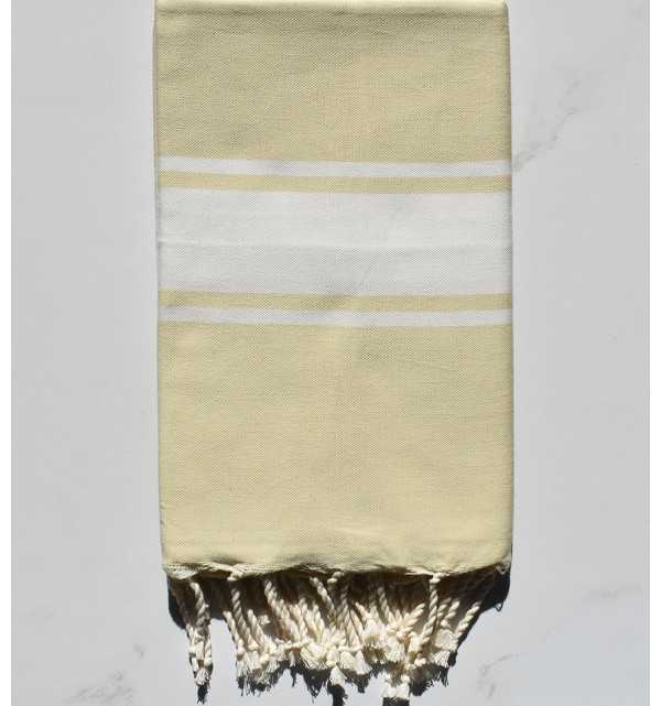 Light Pale Yellow Flat Beach Towel Fouta Tunisia - 1