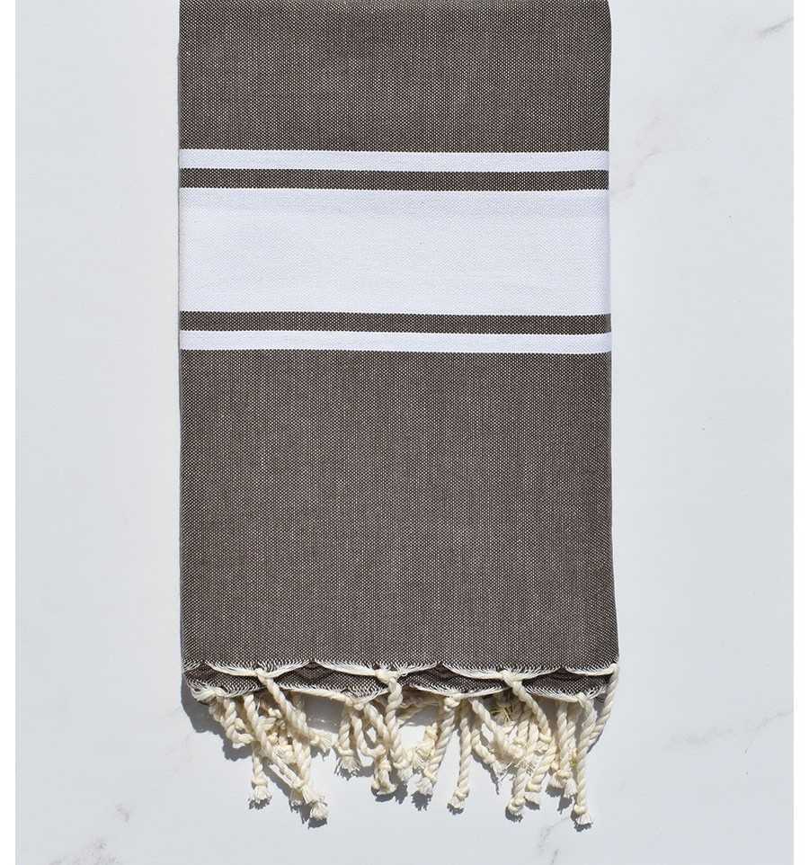 Flat dark taupe Beach Towel  - 1