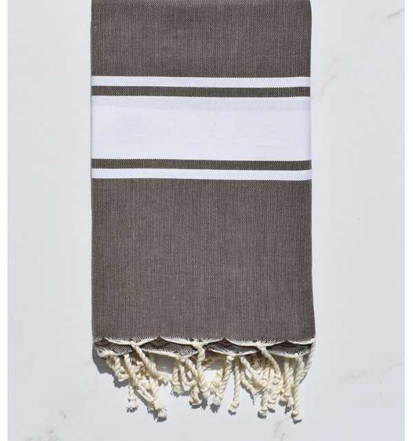 Flat dark taupe Beach Towel  - 1