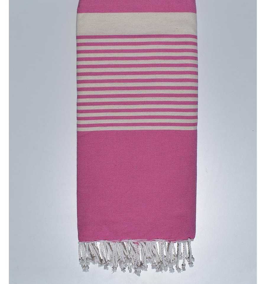 Candy pink with stripes throw Fouta Tunisia - 1
