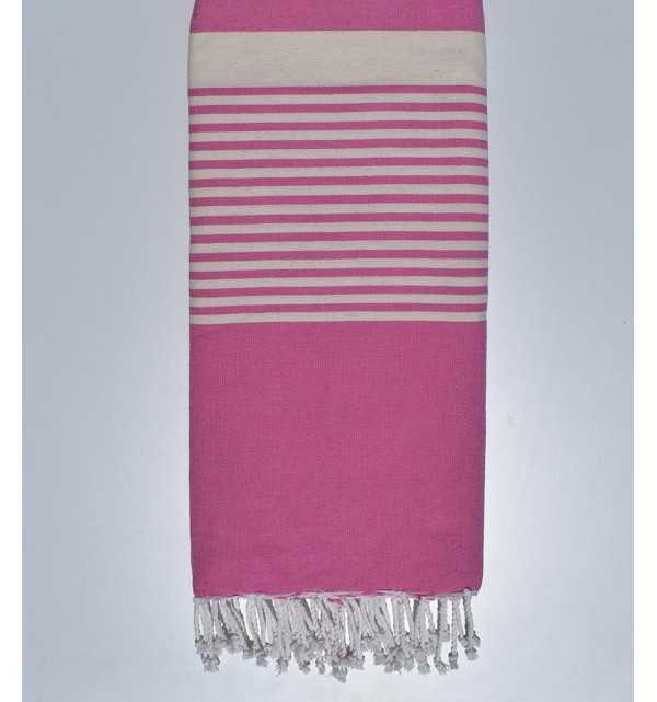 Candy pink with stripes throw Fouta Tunisia - 1
