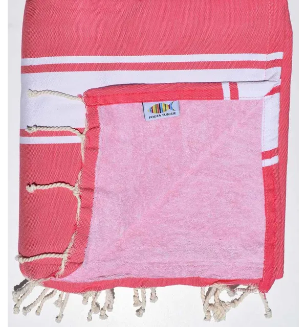 Beach towel,doubled sponge  fuchsia pink and light pink  - 2