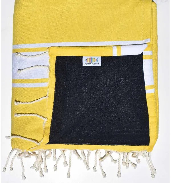 Yellow and Midnight blue Beach towel sponge  - 1