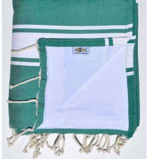 Green and white Sponge beach towel Fouta Tunisia - 1