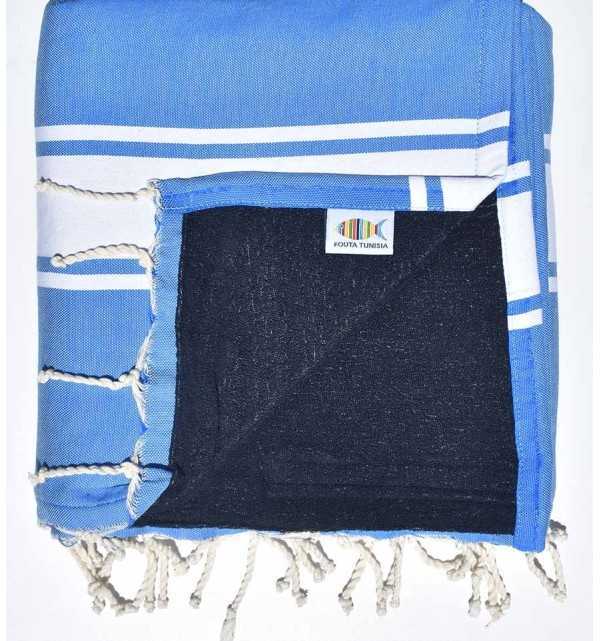Duke blue and midnight blue beach towel sponge Fouta Tunisia - 1