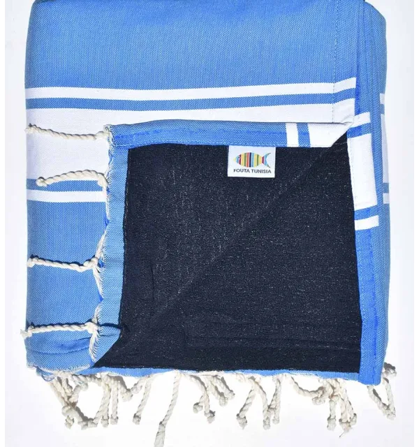Duke blue and midnight blue beach towel sponge Fouta Tunisia - 1