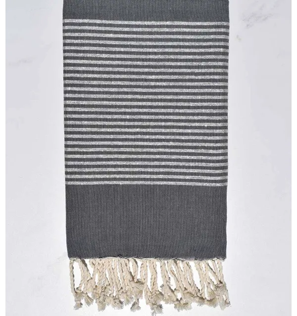 Flat dark gray lurex Fouta Fouta Tunisia - 1