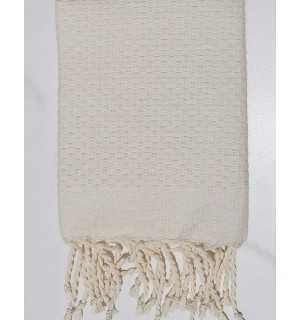Cream white plain honeycomb napkin Fouta Tunisia - 1