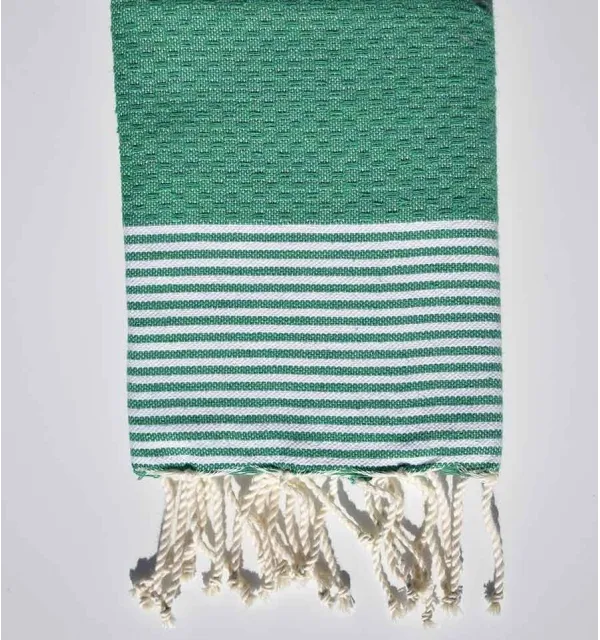 Green napkin with stripes Fouta Tunisia - 1