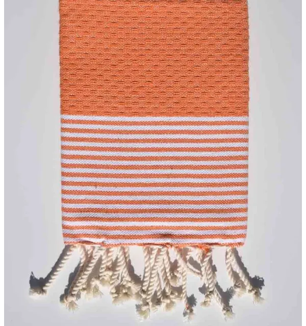 Orange napkin with stripes Fouta Tunisia - 1