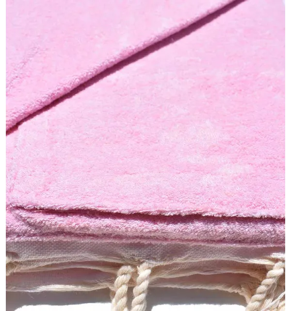 Very light pink sponge beach towel Fouta Tunisia - 2