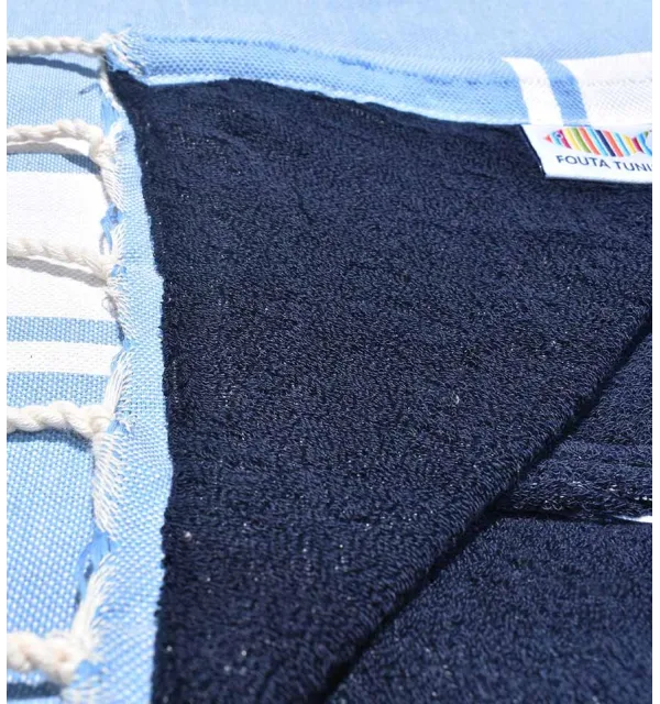 Lavender and midnight blue sponge beach towel Fouta Tunisia - 2