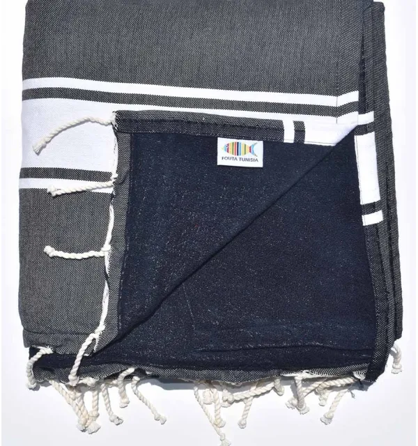 Dark blue and midnight blue Beach towel sponge Fouta Tunisia - 1