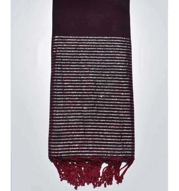 Burgundy with silver lurex thread Thrown 2m*3m Fouta Tunisia - 1