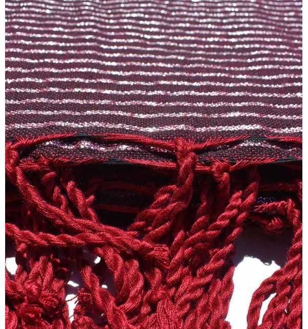 Burgundy with silver lurex thread Thrown 2m*3m Fouta Tunisia - 2