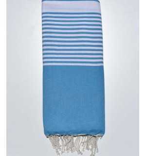 Cerulean blue striped throw Fouta Tunisia - 1 2