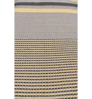 Dark beige throw with yellow and brown stripes  - 1 2