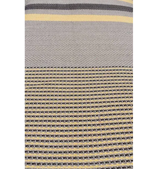 Dark beige throw with yellow and brown stripes  - 2
