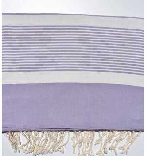 Lavender purple striped white Throw Fouta Tunisia - 1