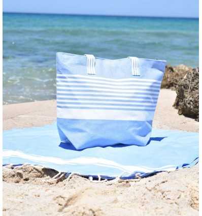 Arthur blue and white beach bag