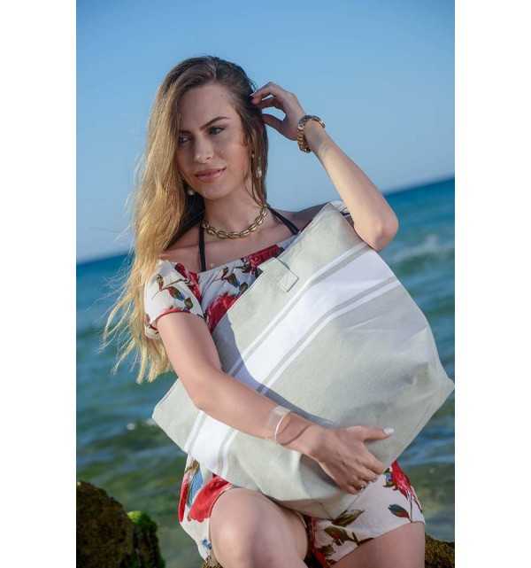 Grey Beach bag Fouta Tunisia - 2