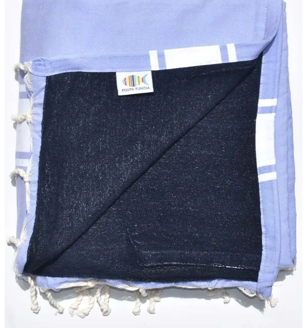Lavender and midnight blue sponge beach towel Fouta Tunisia - 1