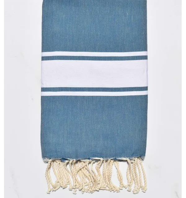 Flat mineral blue beach towel Fouta Tunisia - 1