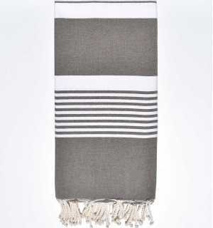 Dark taupe throw 1.90m*2m Fouta Tunisia - 1