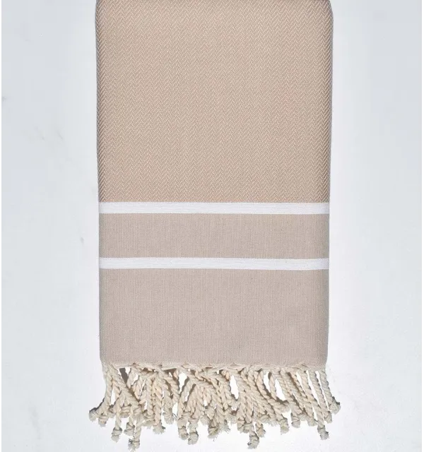 Chevron beige Fouta Fouta Tunisia - 1