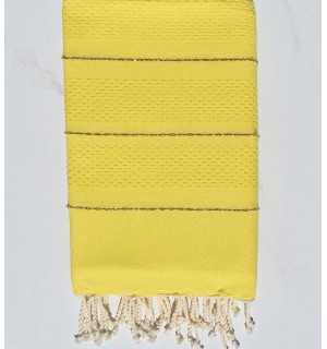 Yellow honeycomb beach towel with lurex Fouta Tunisia - 1