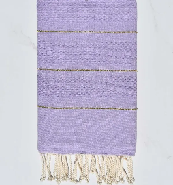Mauve honeycomb beach towel with lurex Fouta Tunisia - 1