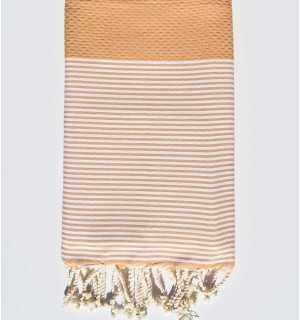 Beach towel honeycomb ocher Fouta Tunisia - 1