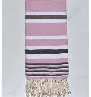 Dina pink Fouta with striped Fouta Tunisia - 1