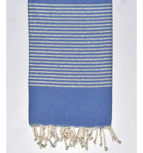Flat medium blue Lurex Fouta  - 2