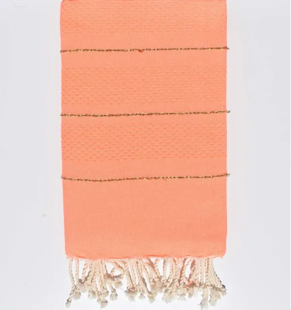Neon coral honeycomb towel with lurex  - 1