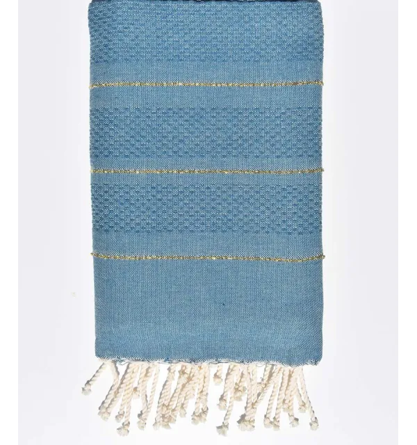 Maximum blue honeycomb beach towel with lurex Fouta Tunisia - 1